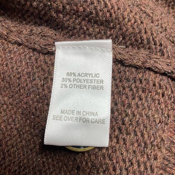 Fortune + Ivy Brown Tab Button Open Front Shimmery Cardigan M Medium NWOT - Picture 8 of 8